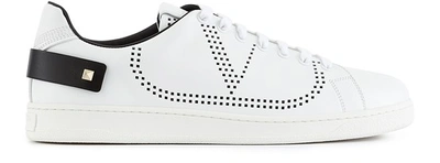 Shop Valentino Garavani - Backnet Vlogo Sneakers In White Black