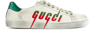 Shop Gucci New Ace  Blade Sneakers In White