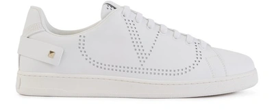 Shop Valentino Garavani Backnet Trainers With Vlogo Motif In Bianco