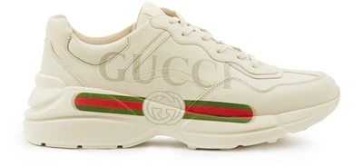 Shop Gucci Logo Rhyton Sneakers In Ivory