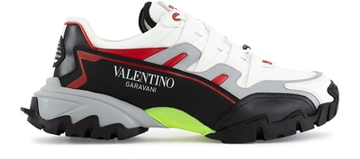 Shop Valentino Garavani Climber Trainers In Bianco/grey/nero/rouge