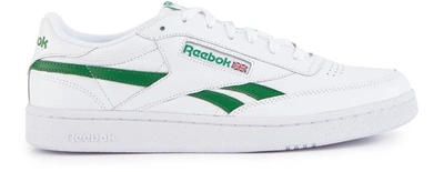 Shop Reebok Club C Revenge Trainers In White/glen Green/white
