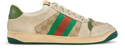 Shop Gucci Gg Screener Trainers In Ivory
