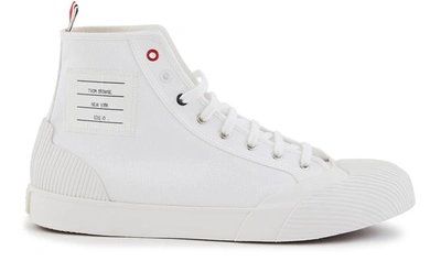 Shop Thom Browne High-top Canvas Trainers In White