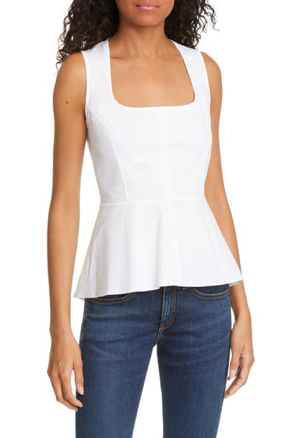 white sleeveless peplum top