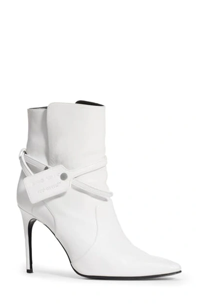 Shop Off-white Zip Tie Pointed Toe Bootie In White No Color