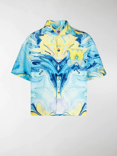 Shop Formy Studio Rorshach Marbled Paint Shirt In Blue
