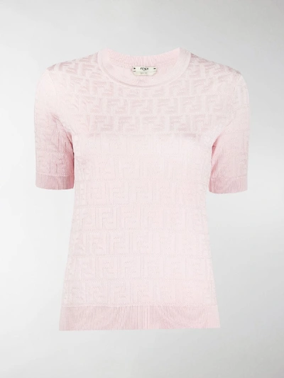 Shop Fendi Ff Motif Knitted Top In Pink