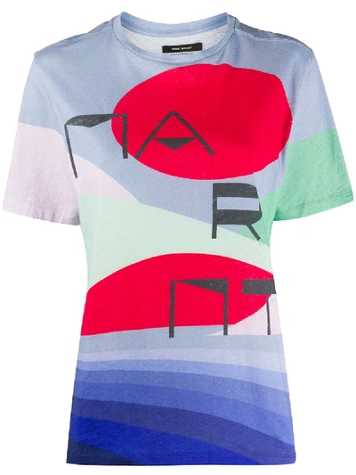 Shop Isabel Marant Abstract Logo Print T-shirt In Blue