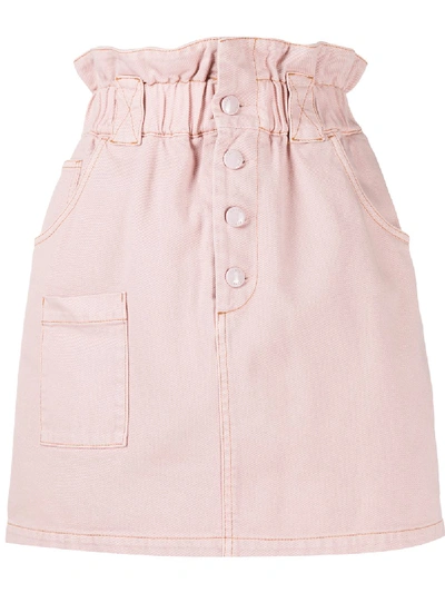 Shop Fendi High Waist Denim Skirt In Pink