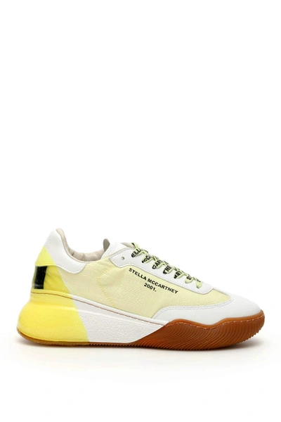 Shop Stella Mccartney Loop Runner Sneakers In White,yellow