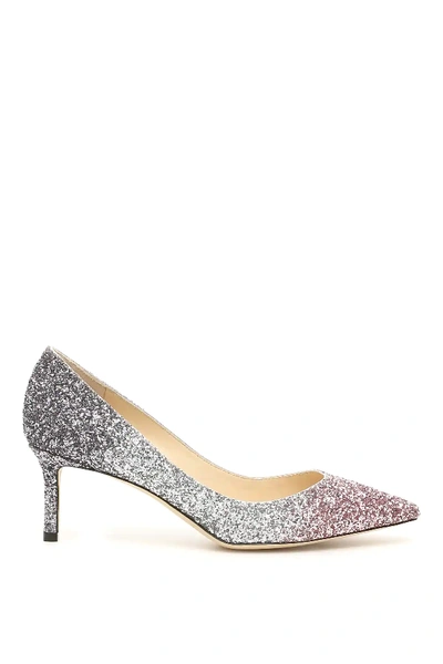 Shop Jimmy Choo Gradient Glitter Romy 60 Pumps In Pink,silver