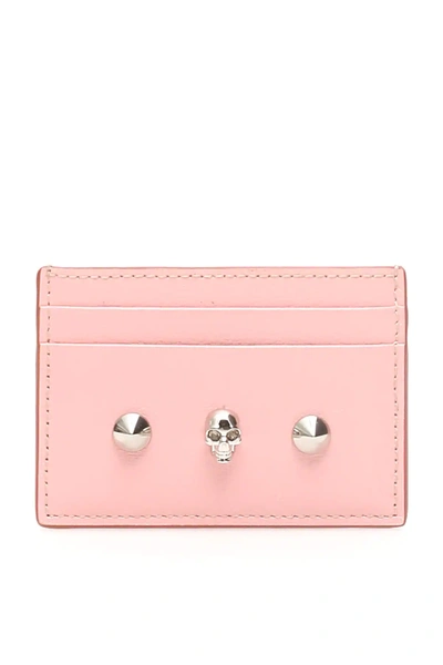 Shop Alexander Mcqueen Skull Credit Card Holder In Pink,white