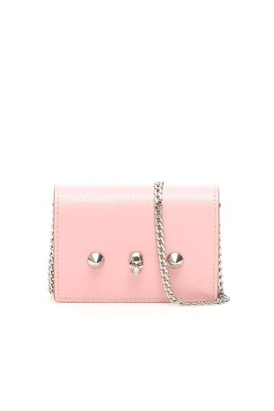 Shop Alexander Mcqueen Card Holder With Skull And Chain In Pink