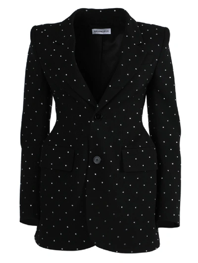 Shop Balenciaga Embellished Hourglass Blazer Black