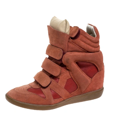 Pre-owned Isabel Marant Indian Red Suede Bekett Wedge Sneakers Size 39