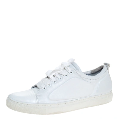 Pre-owned Lanvin Off-white Leather Lace Up Sneakers Size 39