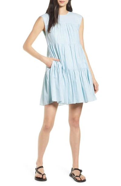 Shop Rebecca Minkoff Lizzie Tiered Babydoll Dress In Mint Stripe