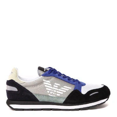 Shop Emporio Armani Multicolor Suede & Nylon Sneaker In Black+oxide+navy+pis