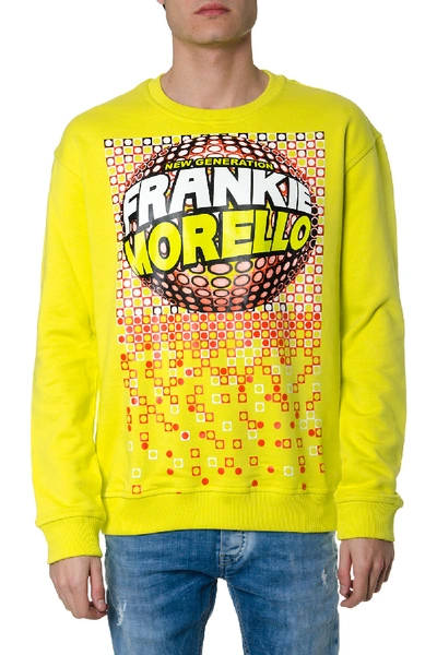 Shop Frankie Morello Yellow Cotton Sweatshirt With Graphic Print