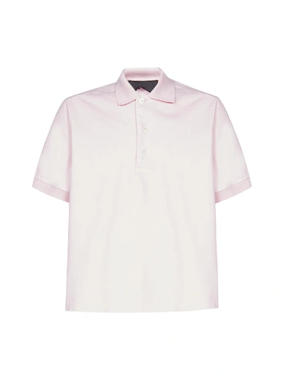 Shop Prada Logo Cotton Polo-shirt In Rosa