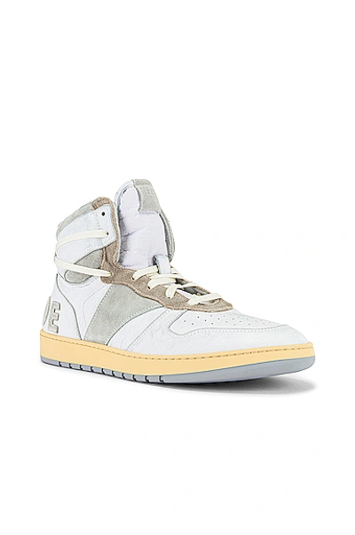 Shop Rhude Bball Hi Sneaker In White Leather & Grey