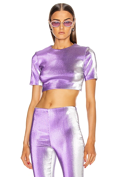 Shop Area Short Sleeve Crop Top In Silver Violet