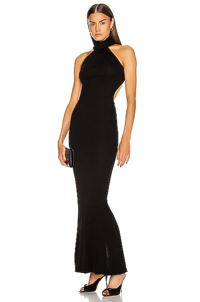 Shop Brandon Maxwell High Neck Backless Gown In Black