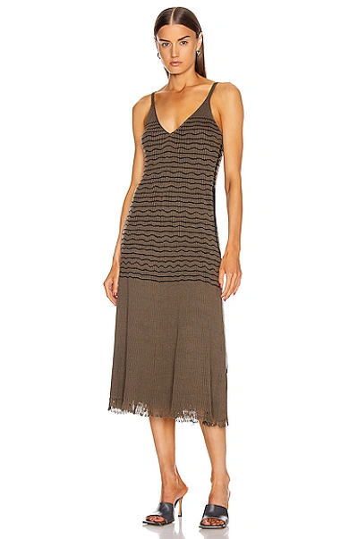 Shop Chloé Sleeveless Stripe Midi Dress In Misty Khaki