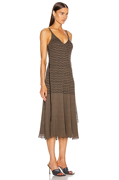 Shop Chloé Sleeveless Stripe Midi Dress In Misty Khaki