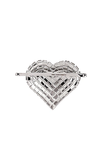 Shop Alessandra Rich Heart Hair Pin In Crystal