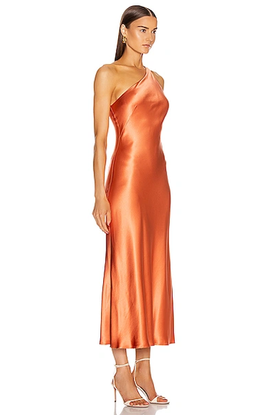 Shop Galvan Silk Cropped Roxy Dress In Apricot
