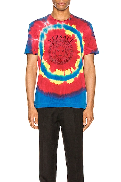 Shop Versace Logo Tie Dye Tee In Multi