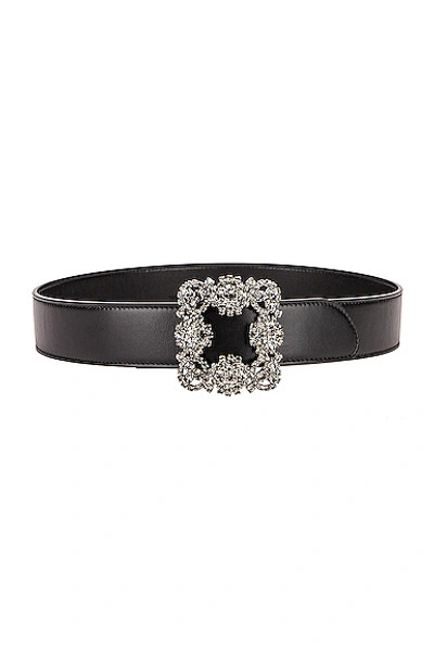 Shop Manolo Blahnik Leather Hangisi Belt In Black