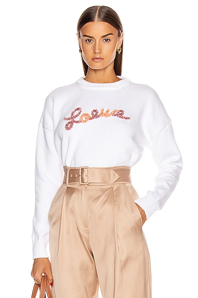 Shop Loewe Crewneck Sweater In White