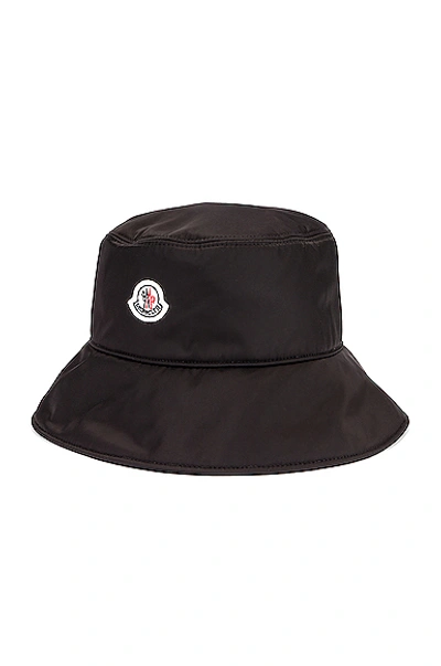 Moncler Cotton Blend Bucket Hat In Black