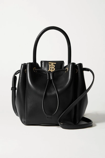 Shop Burberry Leather Bucket Bag In Black