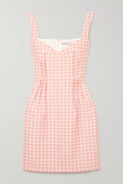 Shop Emilia Wickstead Jude Gingham Cloqué Mini Dress In Pink