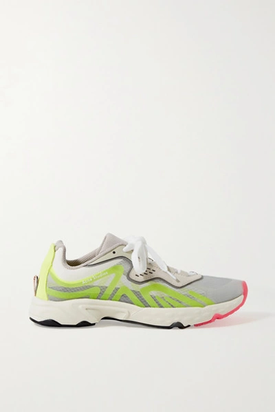 Shop Acne Studios Ripstop, Rubber And Suede Sneakers In Light Gray