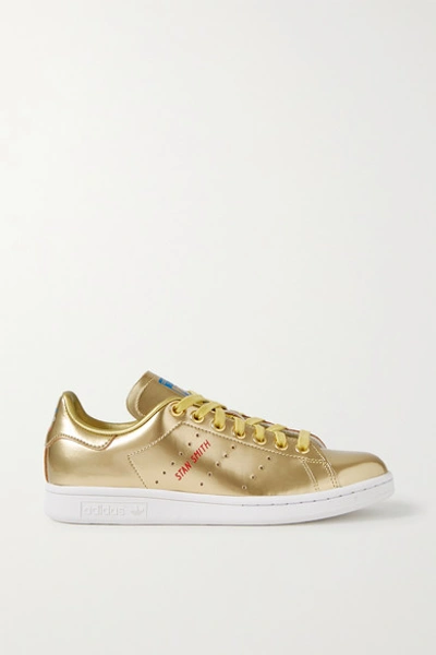 Shop Adidas Originals Stan Smith Metallic Leather Sneakers In Gold