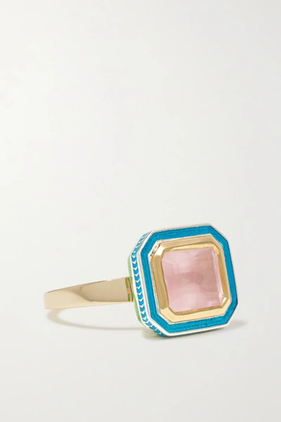 Shop Alice Cicolini 14-karat Gold, Sterling Silver, Quartz And Enamel Ring