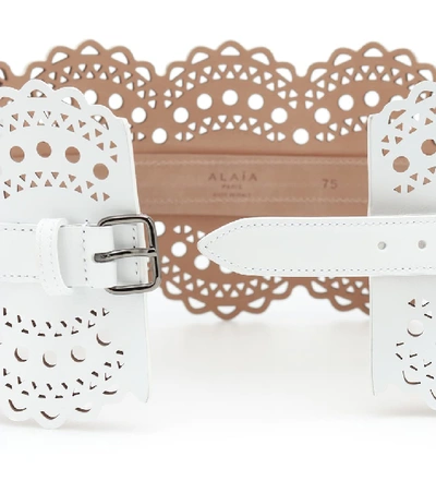 Shop Alaïa Leather Corset Belt In White