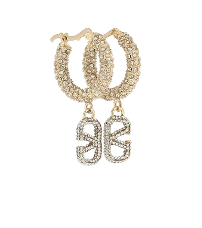 Shop Valentino Vlogo Embellished Hoop Earrings In Gold