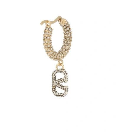 Shop Valentino Vlogo Embellished Hoop Earrings In Gold