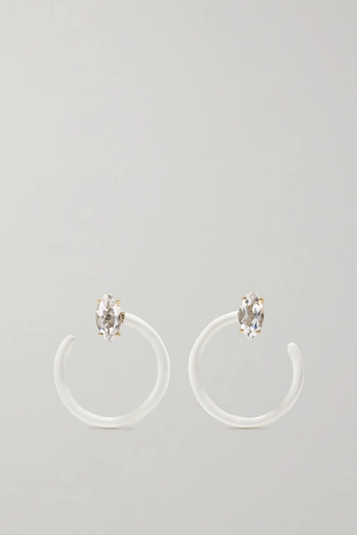 Shop Bea Bongiasca Small Tendril Circle 9-karat Gold, Enamel And Rock Crystal Earrings In White
