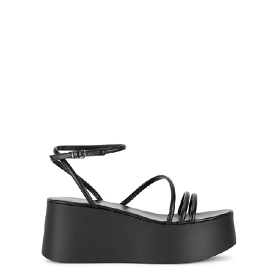Shop Gianvito Rossi Bekah 80 Black Leather Flatform Sandals
