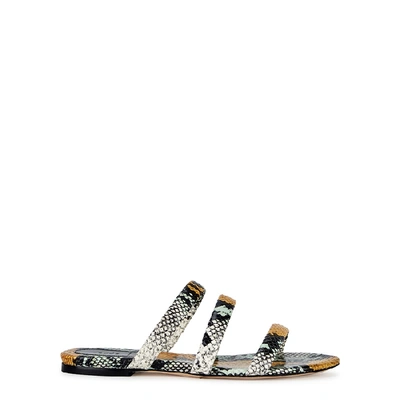 Shop Aeyde Chrissy Snake-effect Leather Sandals In Multicoloured