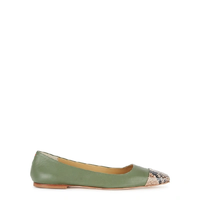 Shop Aeyde Gigi Green Leather Flats