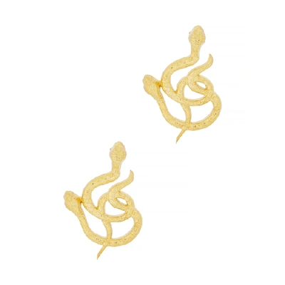 Shop Natia X Lako Twisted Snakes Medium 24kt Gold-plated Earrings