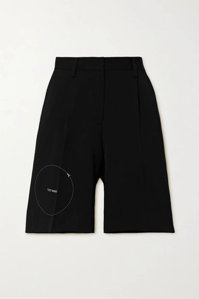 Shop Off-white Embroidered Gabardine Shorts In Black